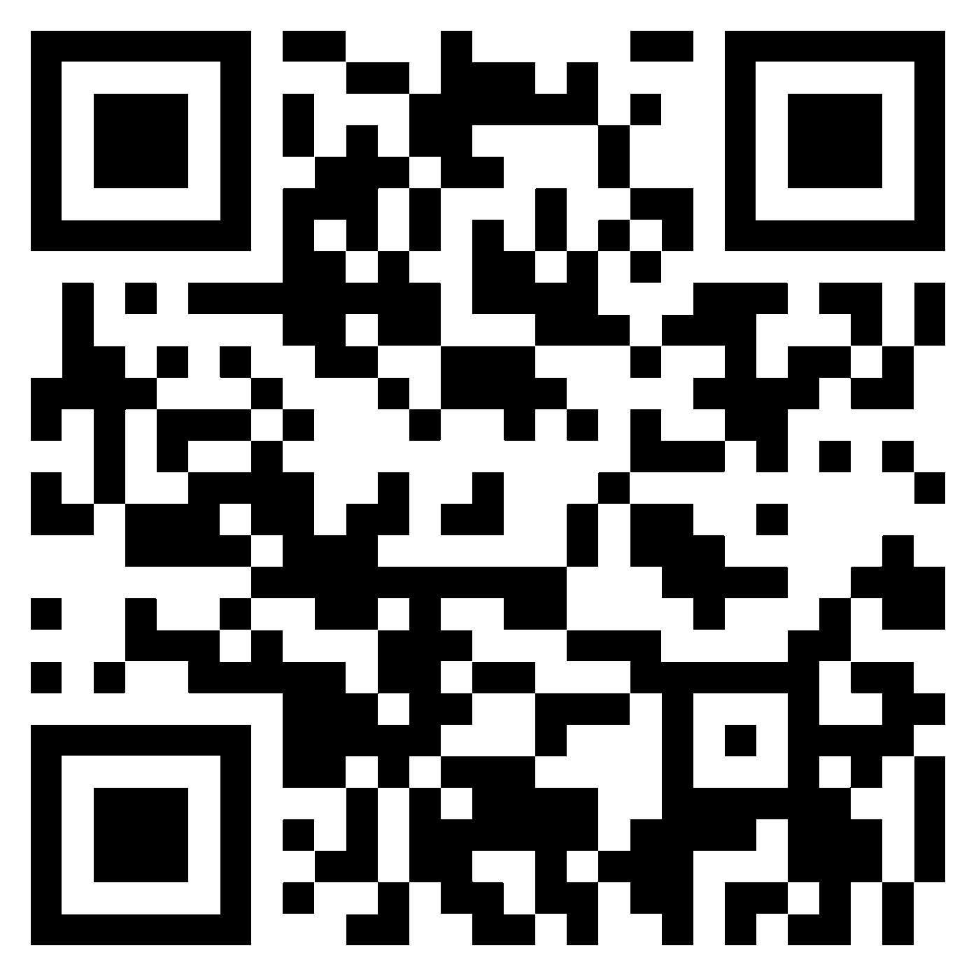 Black and white QR code with complex square patterns for digital scanning.